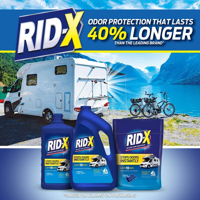 Rid-x Holding Tank Deodorizer Pacs, Septic Tank Treatment for Rv, Boats, & Portable Toilets, Fresh Scent, 8 Count - Image 2